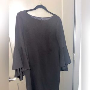 Long flutter sleeve black dress